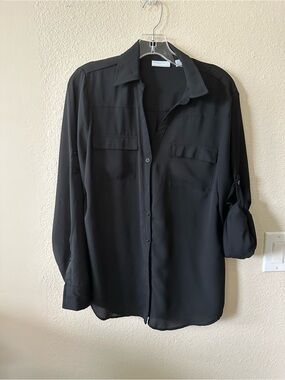 New York & Company Lightweight Womens black Button-Up blouse size XL/ NWOT 1292